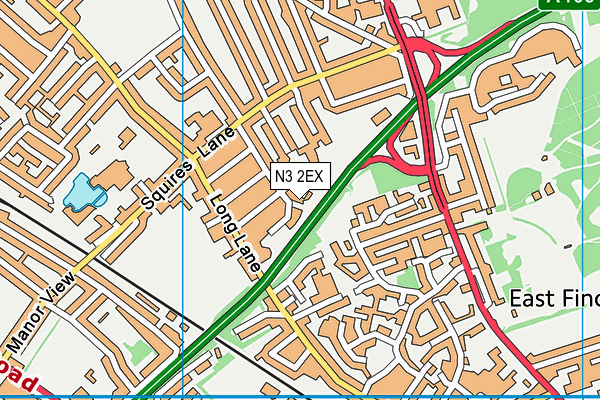 N3 2EX map - OS VectorMap District (Ordnance Survey)