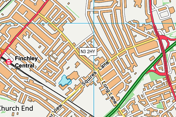 N3 2HY map - OS VectorMap District (Ordnance Survey)