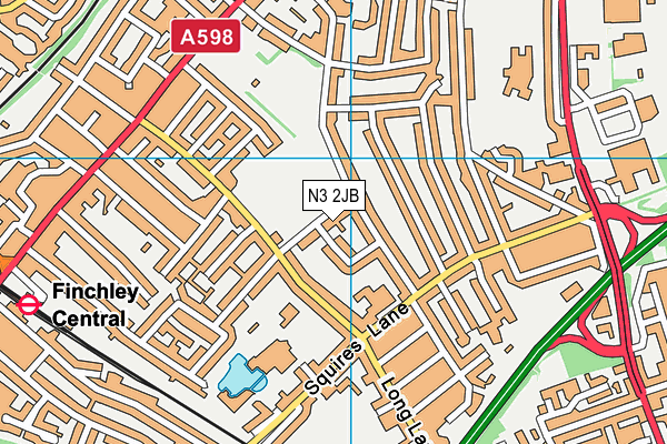N3 2JB map - OS VectorMap District (Ordnance Survey)