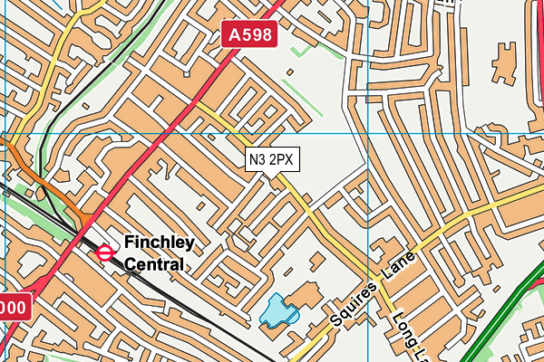N3 2PX map - OS VectorMap District (Ordnance Survey)
