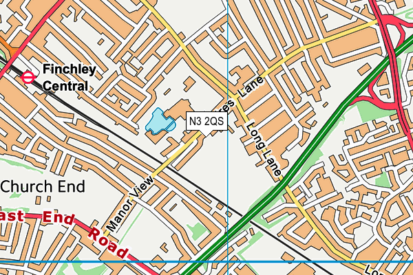 N3 2QS map - OS VectorMap District (Ordnance Survey)