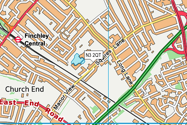 N3 2QT map - OS VectorMap District (Ordnance Survey)