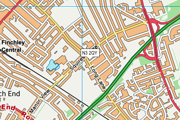 N3 2QY map - OS VectorMap District (Ordnance Survey)