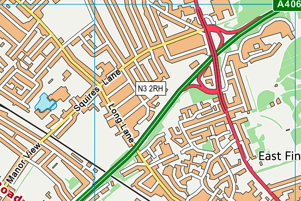 N3 2RH map - OS VectorMap District (Ordnance Survey)