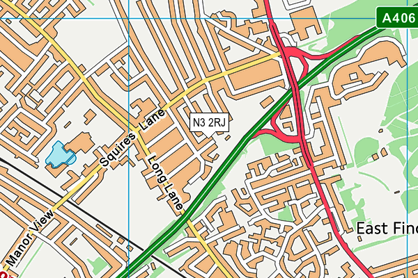 N3 2RJ map - OS VectorMap District (Ordnance Survey)