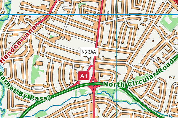 N3 3AA map - OS VectorMap District (Ordnance Survey)