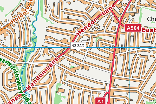 N3 3AD map - OS VectorMap District (Ordnance Survey)