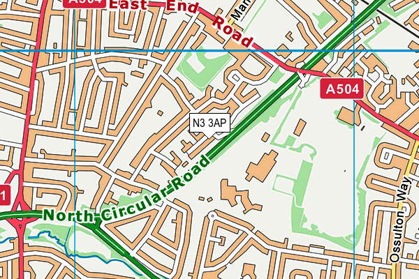 N3 3AP map - OS VectorMap District (Ordnance Survey)