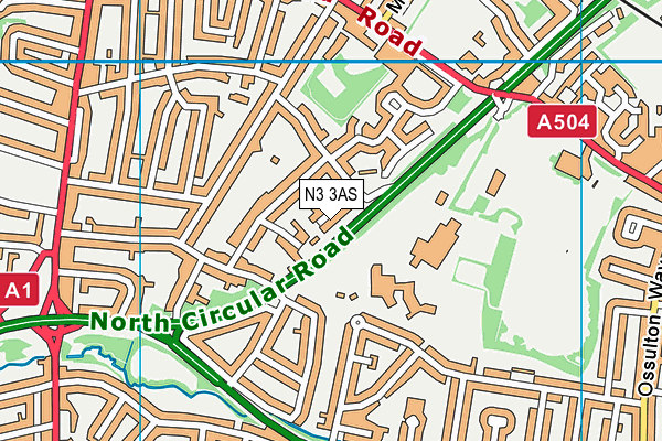 N3 3AS map - OS VectorMap District (Ordnance Survey)