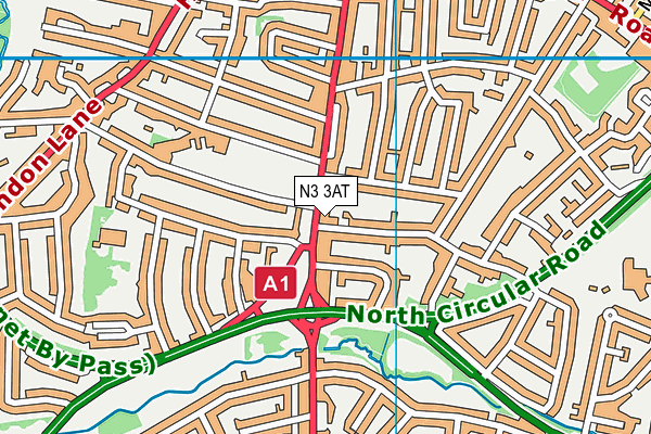 N3 3AT map - OS VectorMap District (Ordnance Survey)