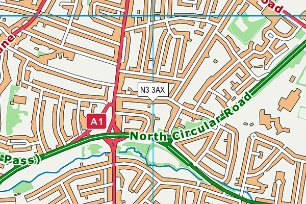 N3 3AX map - OS VectorMap District (Ordnance Survey)