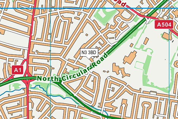 N3 3BD map - OS VectorMap District (Ordnance Survey)