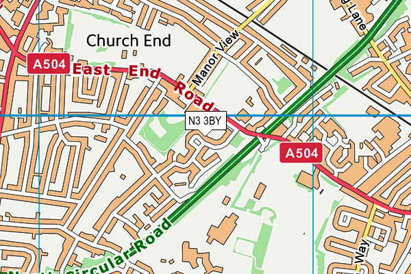 N3 3BY map - OS VectorMap District (Ordnance Survey)