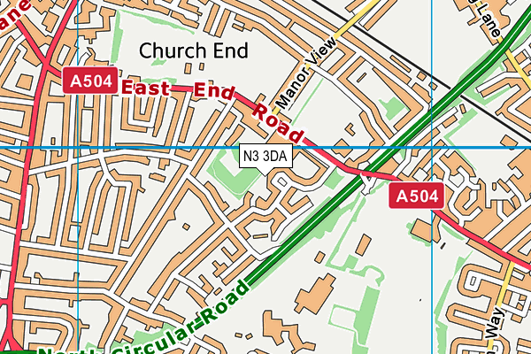 N3 3DA map - OS VectorMap District (Ordnance Survey)