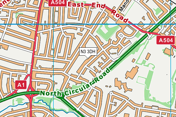 N3 3DH map - OS VectorMap District (Ordnance Survey)