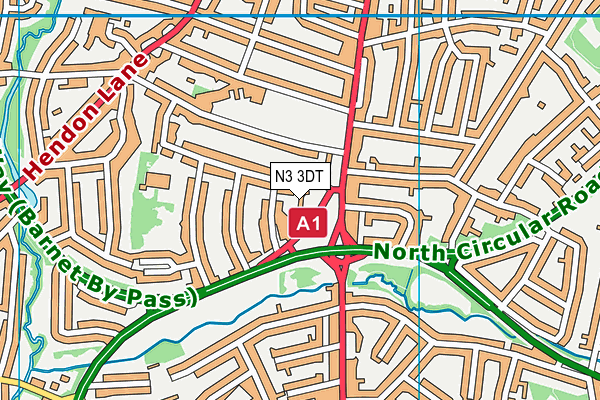 N3 3DT map - OS VectorMap District (Ordnance Survey)