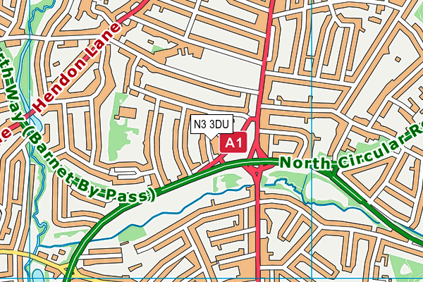 N3 3DU map - OS VectorMap District (Ordnance Survey)