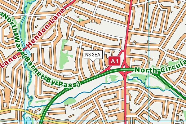 N3 3EA map - OS VectorMap District (Ordnance Survey)