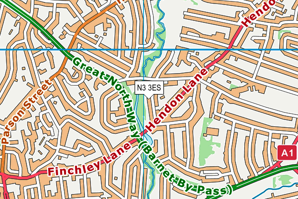 N3 3ES map - OS VectorMap District (Ordnance Survey)
