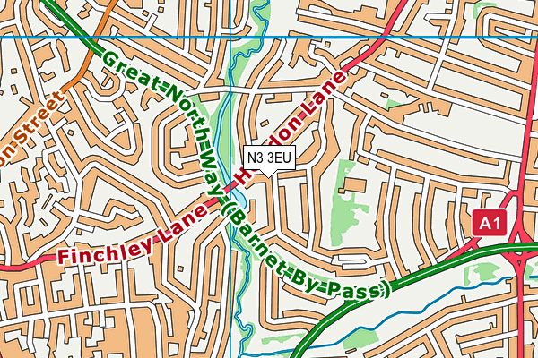 N3 3EU map - OS VectorMap District (Ordnance Survey)