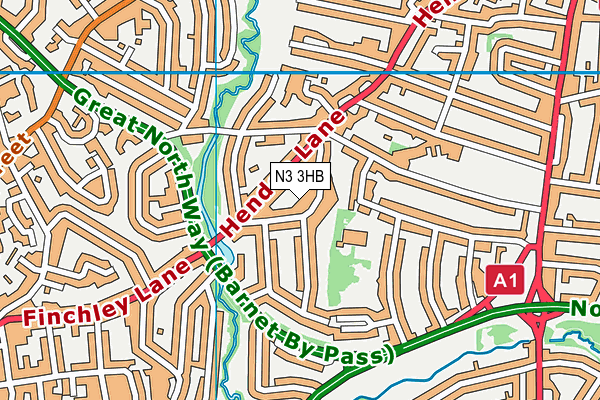 N3 3HB map - OS VectorMap District (Ordnance Survey)