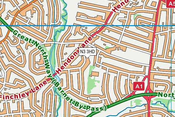 N3 3HD map - OS VectorMap District (Ordnance Survey)