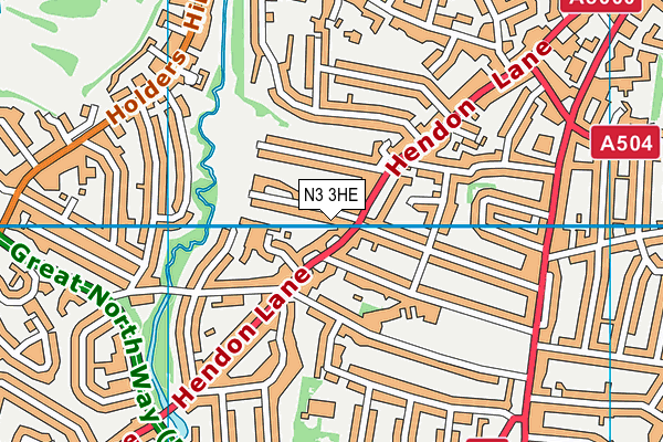 N3 3HE map - OS VectorMap District (Ordnance Survey)