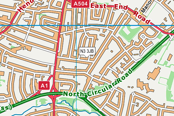 N3 3JB map - OS VectorMap District (Ordnance Survey)