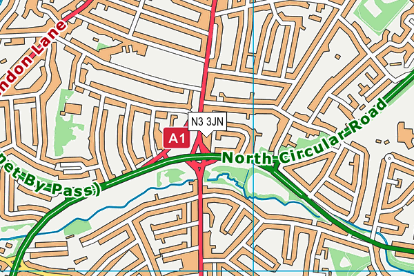N3 3JN map - OS VectorMap District (Ordnance Survey)