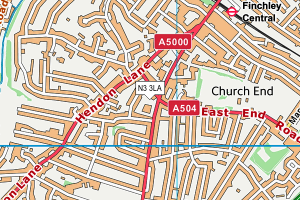 N3 3LA map - OS VectorMap District (Ordnance Survey)