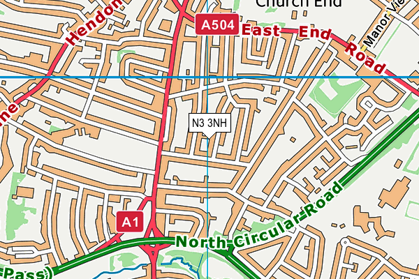 N3 3NH map - OS VectorMap District (Ordnance Survey)