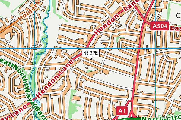 N3 3PE map - OS VectorMap District (Ordnance Survey)