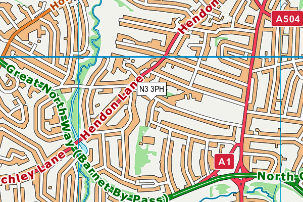 N3 3PH map - OS VectorMap District (Ordnance Survey)