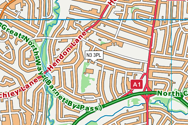 N3 3PL map - OS VectorMap District (Ordnance Survey)