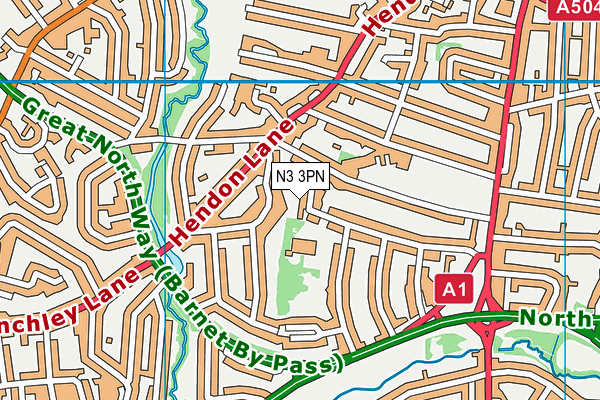 N3 3PN map - OS VectorMap District (Ordnance Survey)