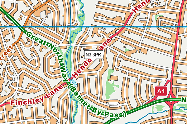 N3 3PR map - OS VectorMap District (Ordnance Survey)