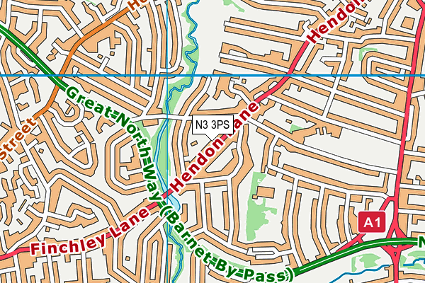 N3 3PS map - OS VectorMap District (Ordnance Survey)