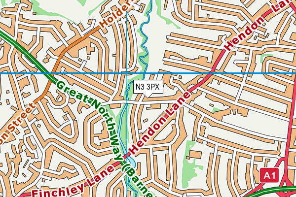 N3 3PX map - OS VectorMap District (Ordnance Survey)