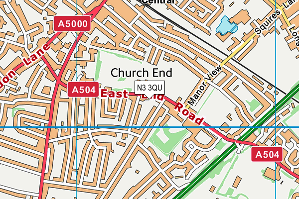 N3 3QU map - OS VectorMap District (Ordnance Survey)