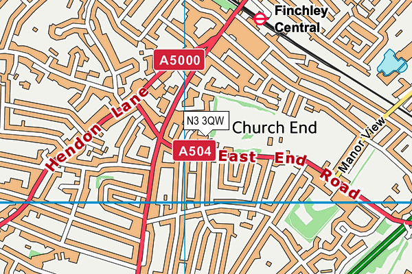 N3 3QW map - OS VectorMap District (Ordnance Survey)