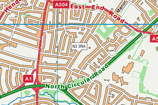 N3 3RA map - OS VectorMap District (Ordnance Survey)
