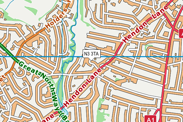 N3 3TA map - OS VectorMap District (Ordnance Survey)