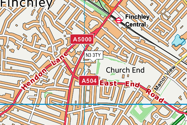 N3 3TY map - OS VectorMap District (Ordnance Survey)