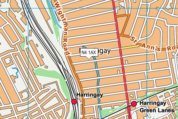 N4 1AX map - OS VectorMap District (Ordnance Survey)