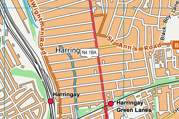 South Harringay Infant School map (N4 1BA) - OS VectorMap District (Ordnance Survey)