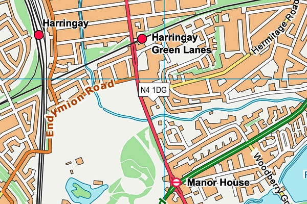 N4 1DG map - OS VectorMap District (Ordnance Survey)