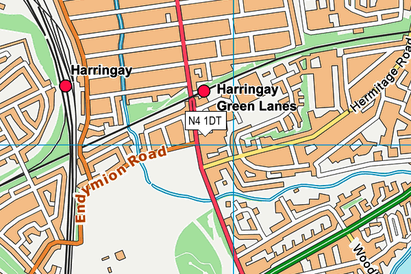 N4 1DT map - OS VectorMap District (Ordnance Survey)