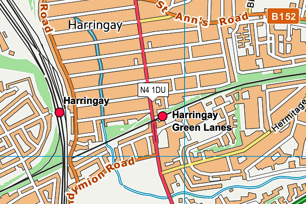 N4 1DU map - OS VectorMap District (Ordnance Survey)