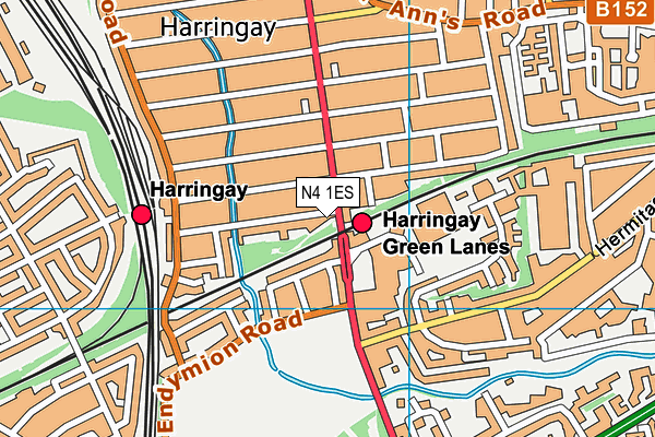 N4 1ES map - OS VectorMap District (Ordnance Survey)
