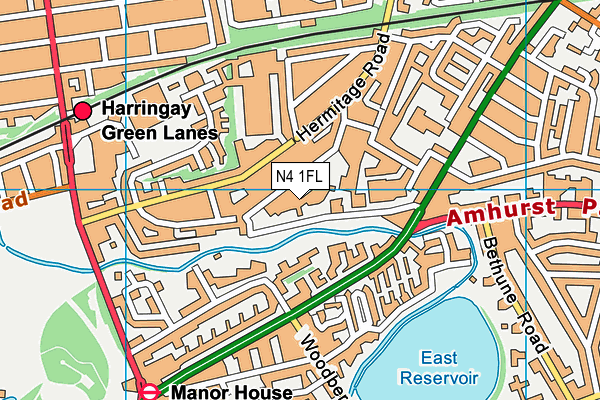 N4 1FL map - OS VectorMap District (Ordnance Survey)